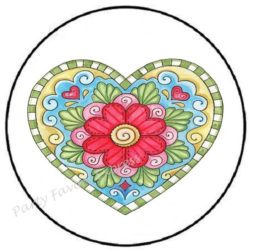 FLORAL HEART ENVELOPE SEALS LABELS STICKERS PARTY FAVORS