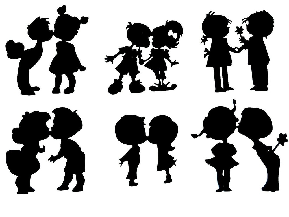 ADORABLE! LITTLE BOYS & LITTLE GIRLS IN «PUPPY LOVE!» SILHOUETTE DIE CUT/ CUTS