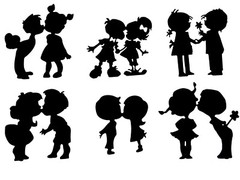 ADORABLE! LITTLE BOYS & LITTLE GIRLS IN «PUPPY LOVE!» SILHOUETTE DIE CUT/ CUTS