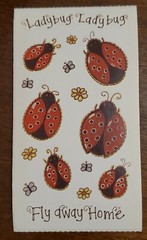Vintage Joy Marie LADYBUG stickers, Ladybugs, flowers & butterflies, 1 sm sheet