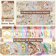 20 Sets DIY 3D Sticker Scene Collection Book for Kids Adults Cute Make Your Own