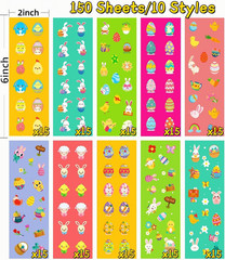 2115 Pcs Easter Stickers, 150 Sheets of Bunny & Egg Designs for Party Favors