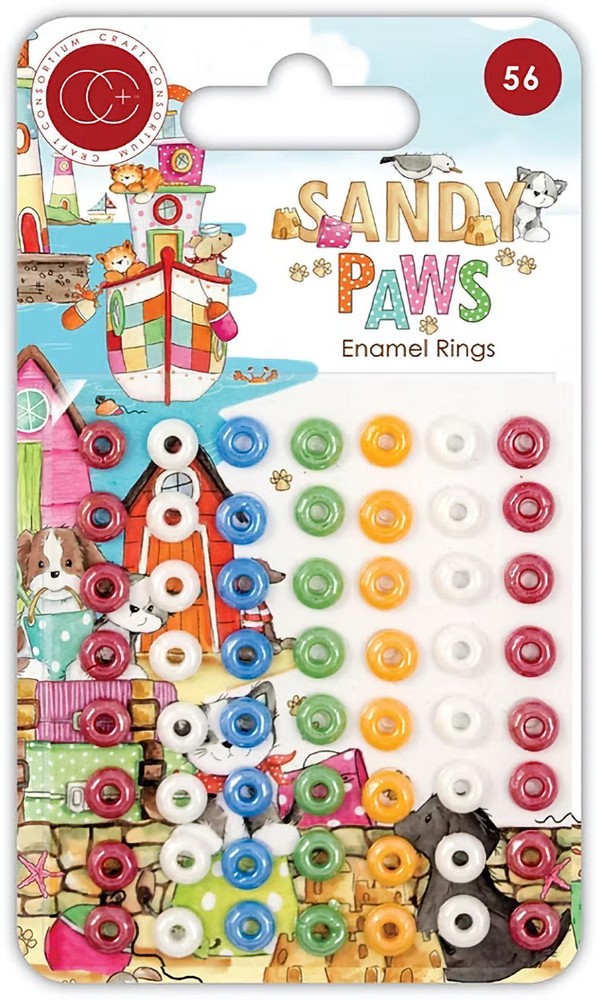 Craft Consortium SANDY PAWS ENAMEL RINGS (56PC) scrapbooking