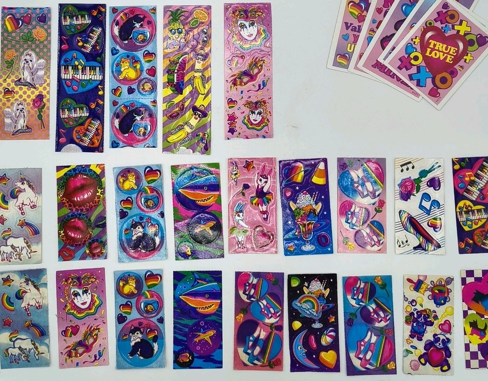 Sticker Lot LISA FRANK VINTAGE 90s NEW Unicorn Heart Music Clown Cat Ballet