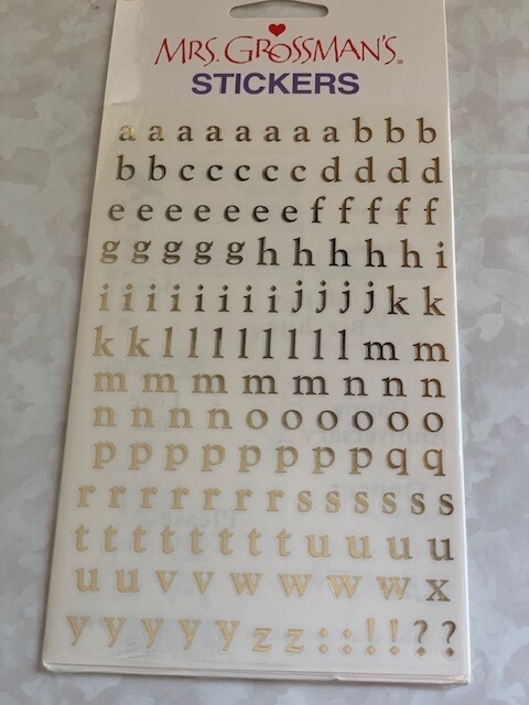 STICKO EK SUCCESS STICKERS 2 SHEETS ALPHABET LETTERS GOLD LETTERS 260PCS+