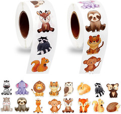 1000 PCS Forest Animal Stickers for Kids,1 Inch Reward Sticker in 16 Patterns,Te