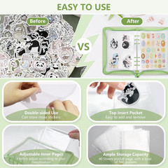 Sticker Storage Organizer Binder A5 Sticker Book Collecting Album Reusable Stick