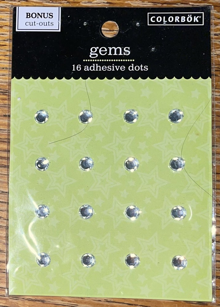 Colorbok Gems 16 Adhesive Dots Gemstones Rhinestones Card 3D Scrapbook Stickers