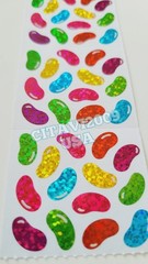 JILLSON & ROBERTS HAMBLY GLITTER STICKERS * FOOD, CANDY * MULTICOLOR JELLY BEANS