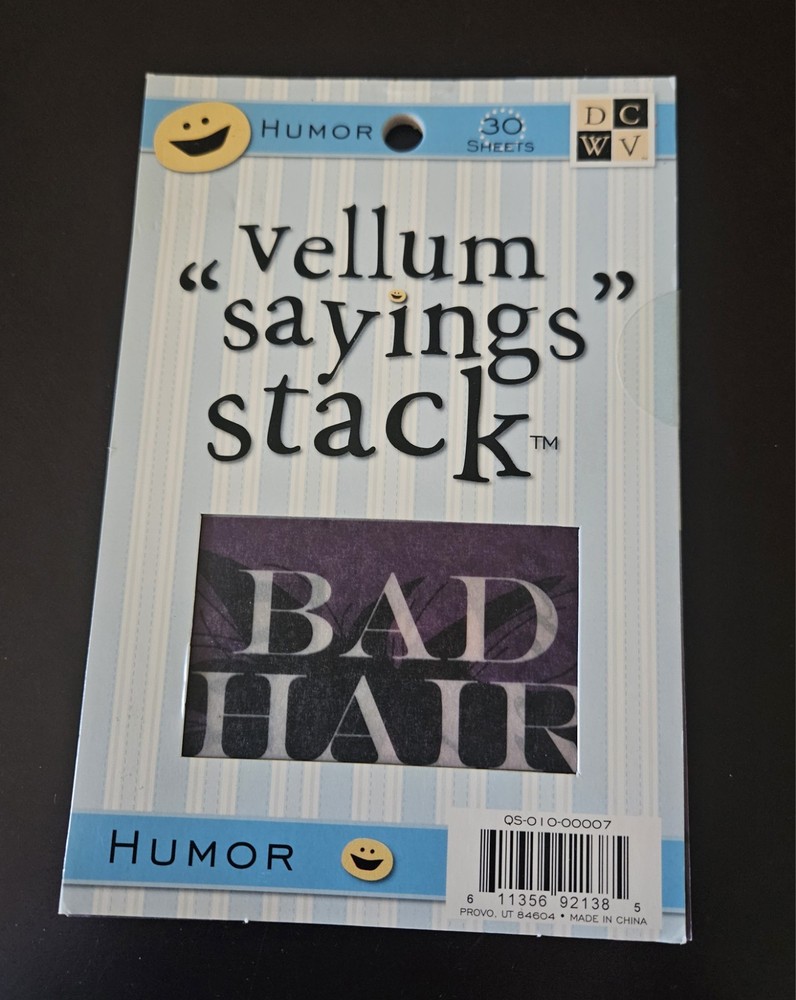 DCWV Diecuts with a View Sayings Vellum HUMOR Stack 30 Sheets NEW