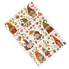 9 Sheets Autumn Maple Leaf Pumpkin Gnome Window Stickers PVC Fall Window Decals
