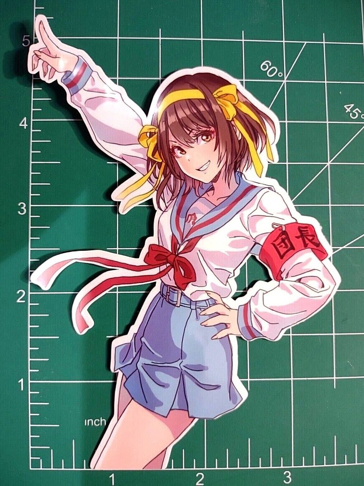 5inch Haruhi Suzumiya sticker anime girl waifu water resistant vinyl cute