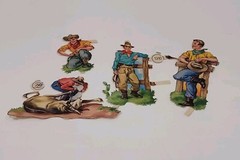 Vtg Cowboys Die Cuts + Farm Animals Mixed Lot 6 Crafts Journals Crafts Germany?
