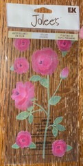 RARE Jolees Red Roses Flowers Stem Buds Velum W/Gem Garden 3D Scrapbook Stickers