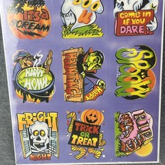 Vintage 80s Eureka Halloween Stickers 36 Count Witch Ghost Cat Retro USA