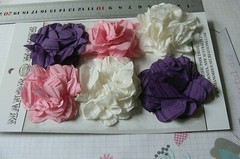 JUBILEE MIXED 2 of ea 3 Colours – 6 FABRIC Flowers Approx 50-55mm Across MH ConB