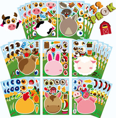 36 Cat Face Sticker Sheets for Kids – Make Your Own Stickers for Parties