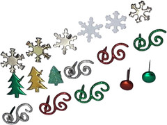 Christmas Brads Set, 212 PCS Metal Paper Fasteners, 8 Holiday Shapes & 16 Colors