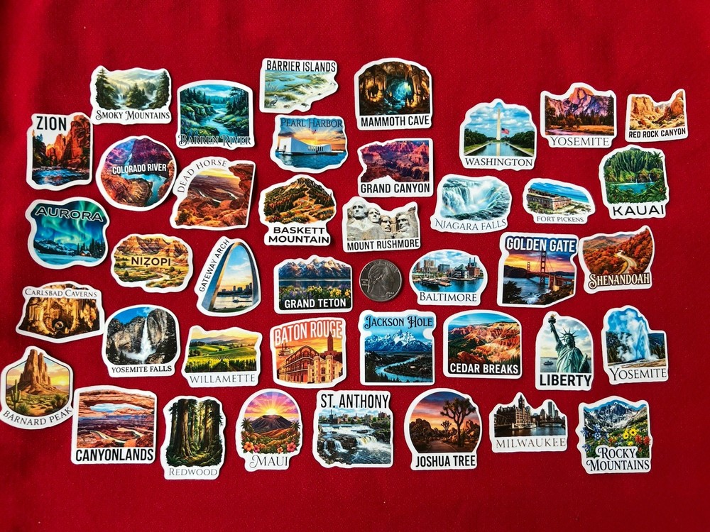 American Vacation Must See Locations (40) Stickers