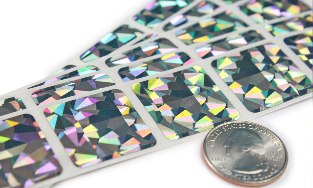 Silver Hologram Holographic Bling Stickers 1″ Square Envelo Seal Reseller Supply