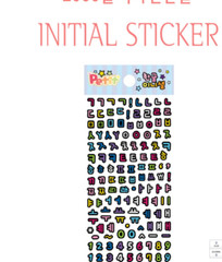 Cute Korean Initial Stickers with Black Outline (Set of 6)