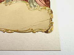 Stunning Vintage Die Cut of Triple Woman Wearing 1800’s Pink Dress w/ Gold *