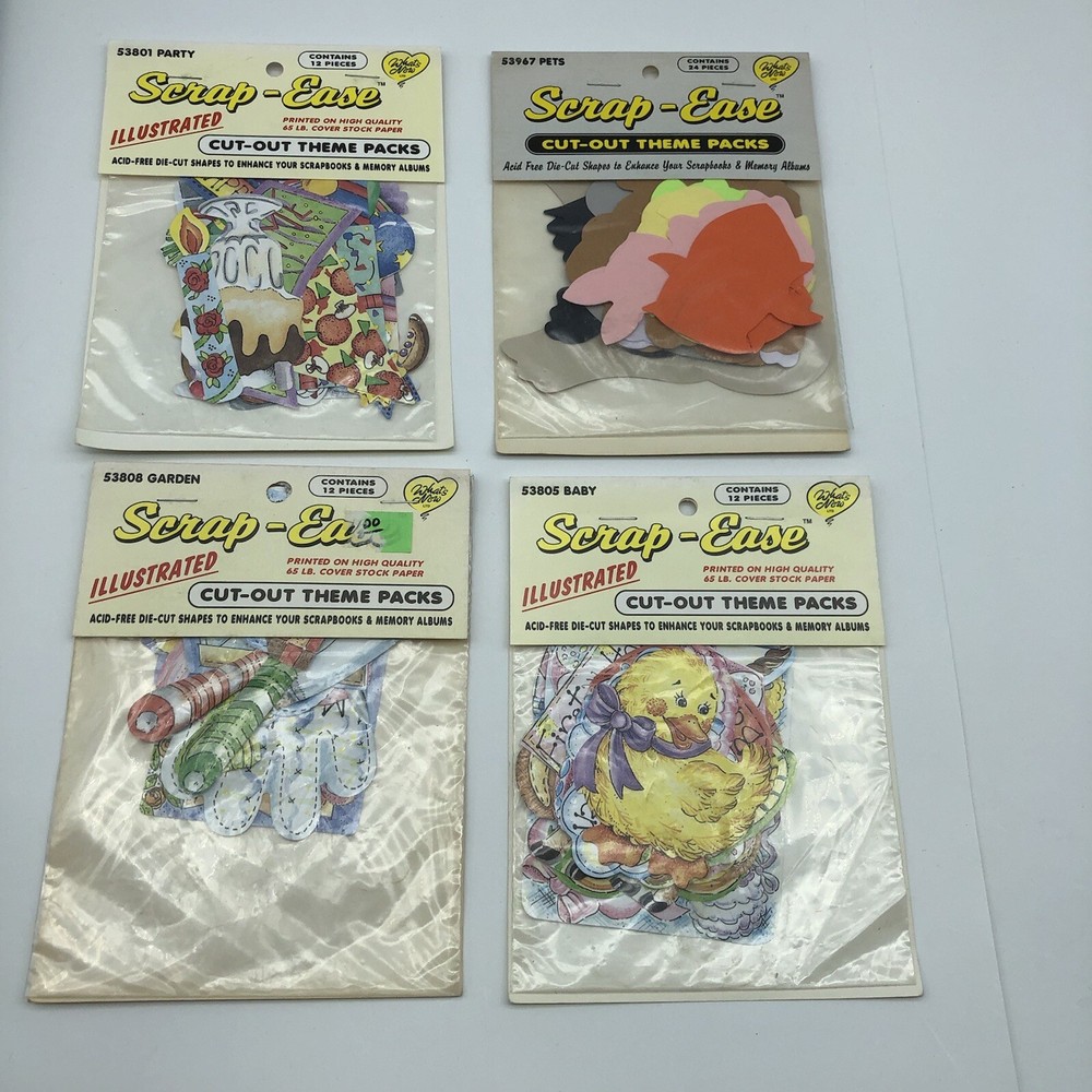 What’s New Scrap Ease Die Cut Acid Free Scrapbook embellishments lot of 4