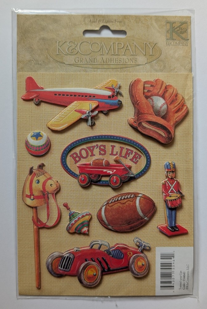 Tommy’s Pop-Ups Boy’s Life Toys Grand Adhesions Scrapbook Stickers By K&Company
