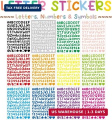 Cute Alphabet Stickers 0.5 Inch Letter Stickers, 12 Sheets ABC Number Symbols fo