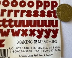 DEEP RED 7/16” CHUNKY ALPHABET Stickers(2 sheets)Making Memories •Letter•Numbers