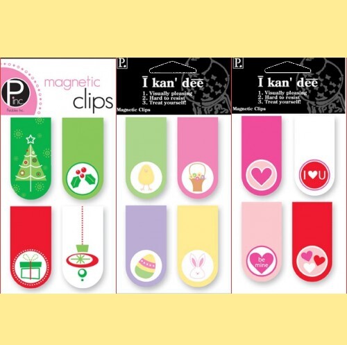 PEBBLES Inc MAGNETIC CLIPS SET OF 4 DOUBLE SIDED PIECES HOLIDAYS Scrapbooking
