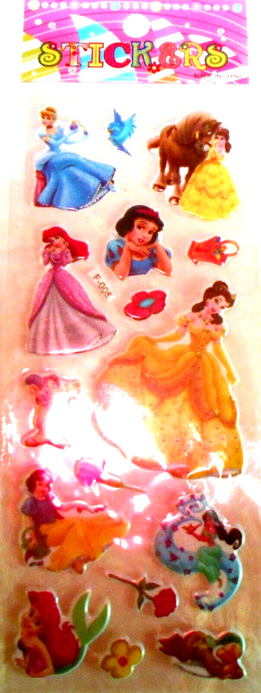 DISNEY Princesses Cinderella Ariel Belle Aurora Snow White Jasmine Stickers