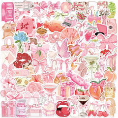 100Pcs Cute Aesthetic Coquette Stickers Aesthetic Pink Bow Tie Stickers for Wate