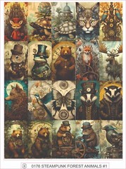STEAMPUNK FOREST ANIMALS #1 – COMPLETE SHEET OF 25 STICKERS