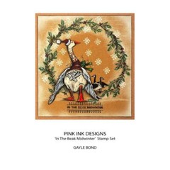 New PINK INK DESIGNS rubber stamp CHRISTMAS IN THE BEAK GOOSE free USA ship