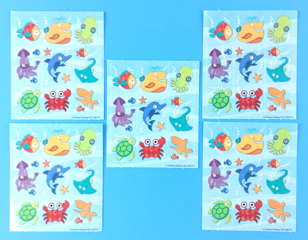 Carson Dellosa Sea Animals Sea Life Mini Sticker Sheets Lot Of 5