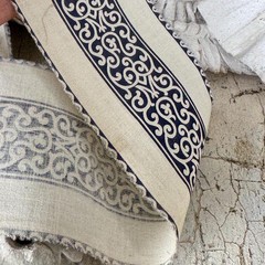 1.85 yrds ( 3.7 avail) Printed Cotton Trim Antique c 1900 French Textile Border