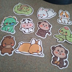 Cute Animals Peel & Stick Stickers 10 PCs Vinyl For Party Bag