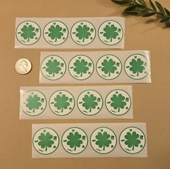 16 SHAMROCK STICKERS/ST PATRICK’S DAY STICKERS/ FOUR LEAF CLOVER STICKERS