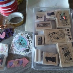 Craft Lot Crafting Supplies Water Color Pencils Glitter Stamps Embellishments