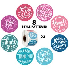 2 Roll of 1000 pcs 1″ Assorted Floral Thank You Stickers Round Sealing Labels US