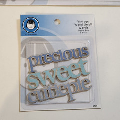 NEW Lot 2 Pkg Lil Davis Vintage Wood Words BABY Boy Blue Sweet Precious Cutie -G