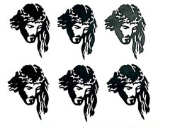 PORTRAIT /FACE OF JESUS w/ CROWN of THORNES SILHOUETTE DIE CUT/ CUTS (GOLD, BLK)