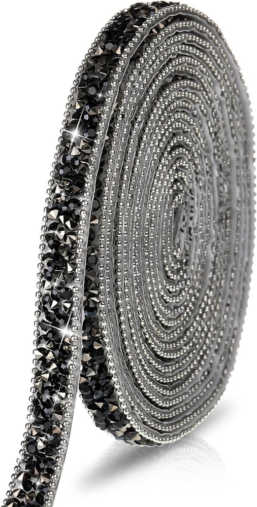 1X 108″ x 0.4″ Black Bling Rhinestone Crystal Diamond DIY Decor Sticker Decal #C