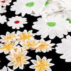 CraftbuddyUS Lace Fabric Motifs with Pink Small Flower Center 2.5cm