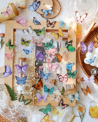 Butterfly Stickers Set (320 Pieces) Transparent Colorful Butterflies Resin Stick