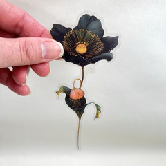 Long Stem Fantasy Flower Stickers Junk Journal Collage Scrapbooking
