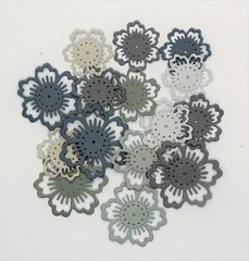 Lacy Flowers Paper Die Cut Embellishments scrapbooking 20 pc Grey Pink