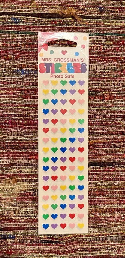 vintage mrs grossmans – colourful micro hearts – stickers – nip
