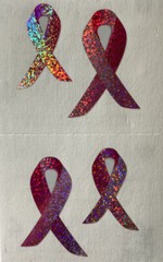 SPARKLE PINK AWARENESS RIBBON Stickers(4pc)Mrs.Grossman’s•Pink •Cancer•Prismatic